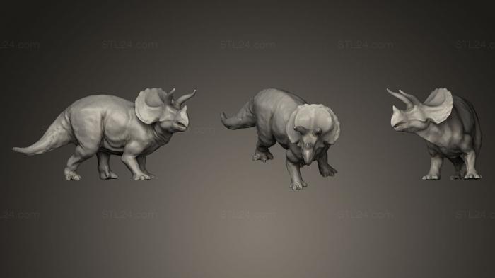 Статуэтки животных (Трицератопс, STKJ_0462) 3D модель для ЧПУ станка